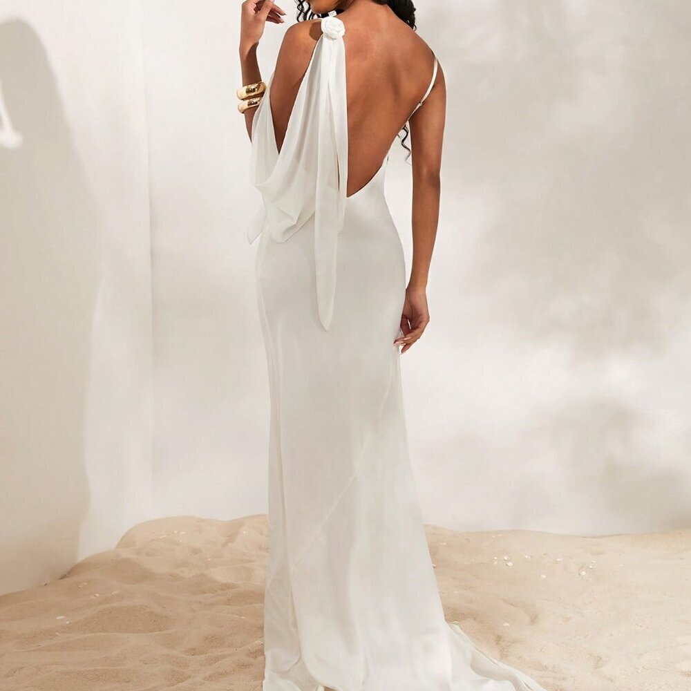 White Preppy Women's Woven Maxi Slip Dress - Picture 8 of 8